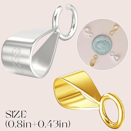 Miniatura 6 de OHINGLT Fianzas de plata de ley 925 para colgantes con cierre abierto, fianzas de joyería para colgantes, conectores deslizantes para collares,