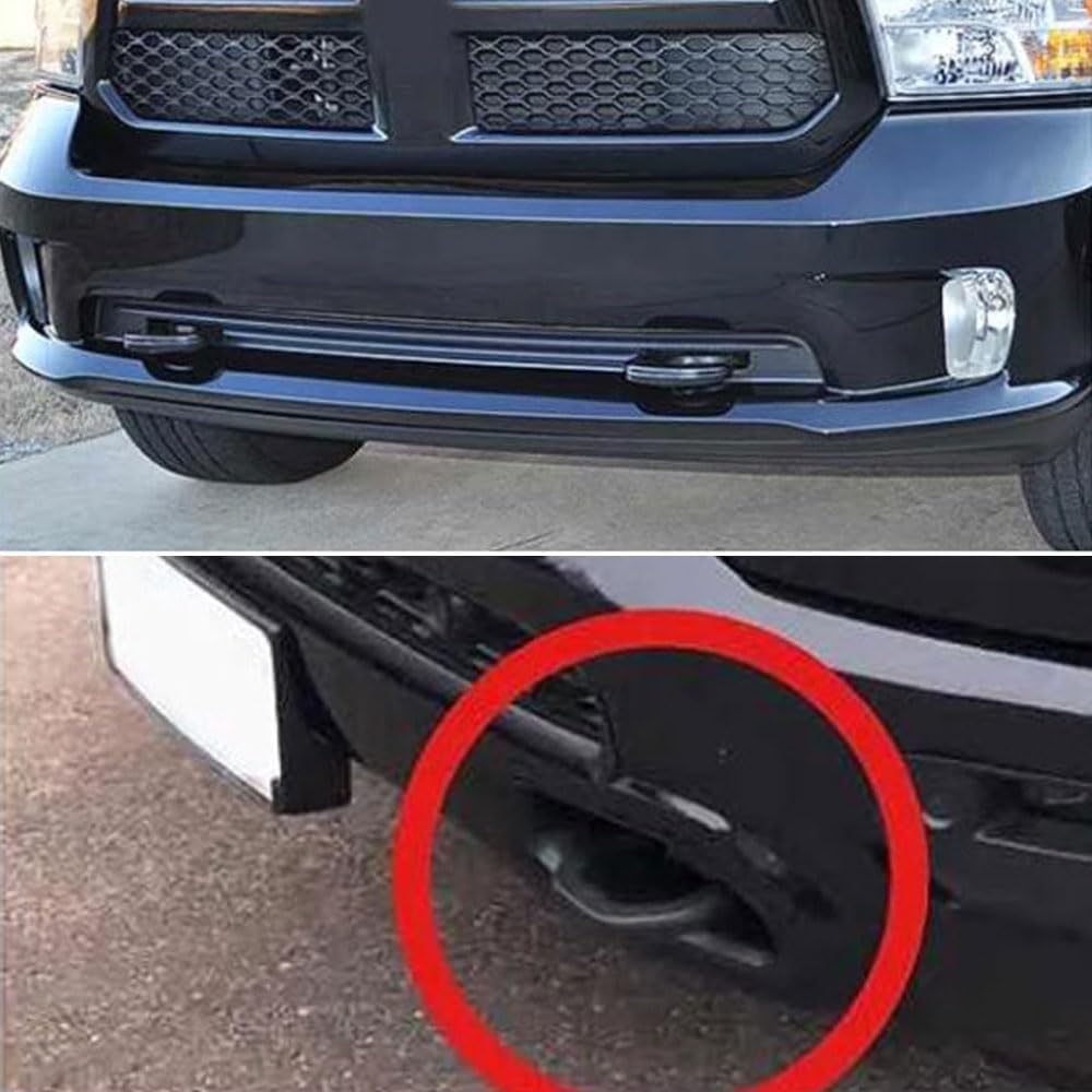 Front Lever Trailer Hook Tow Hooks Compatible with Dodge Ram 1500 2019-2024 2025, Off-Road Recovery Points Accessories, Black