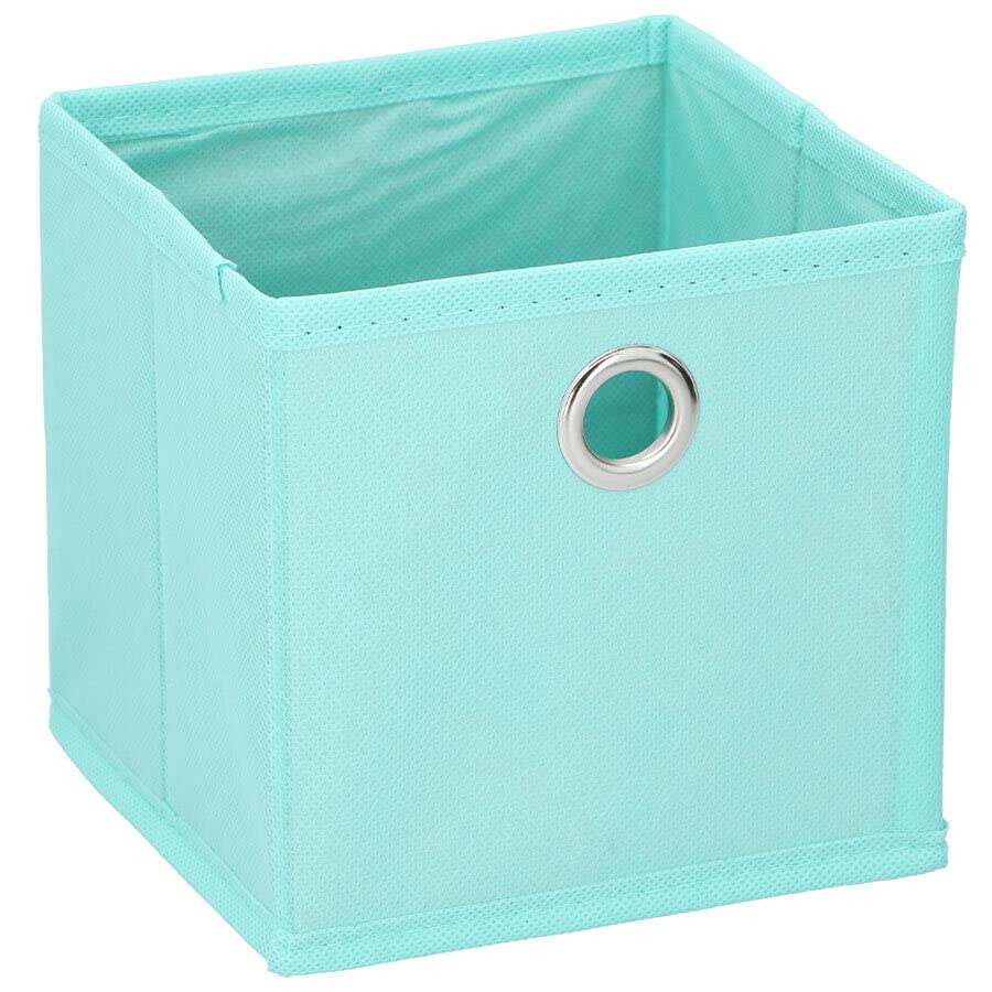 Murago - 4er Set Faltbox ca. 15x15x15 cm Türkis - Würfel Aufbewahrungsbox faltbar Einschub Korb Blau Mint Schubladen Unterwäsche Organzier Boxen Stoff Regalkorb Klappbox klein