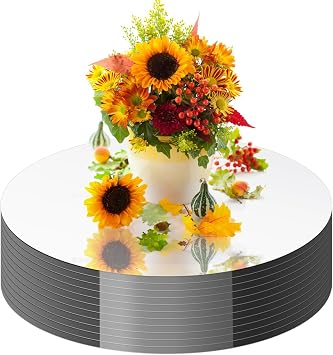 11Pack Round Mirrors Centerpieces for Tables Decorations, 6inch Acrylic Circle Mirror Trays Plates Wedding Centerpieces for Tables Self Adhesive Non Glass Stickers for Home or Wall Decor Candle Crafts