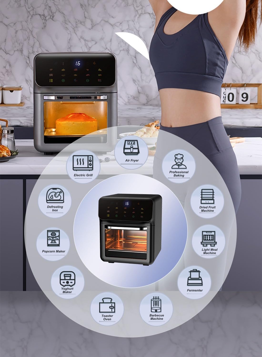 Air Fryer 10L for Grilling, Broiling, Roasting, Baking and