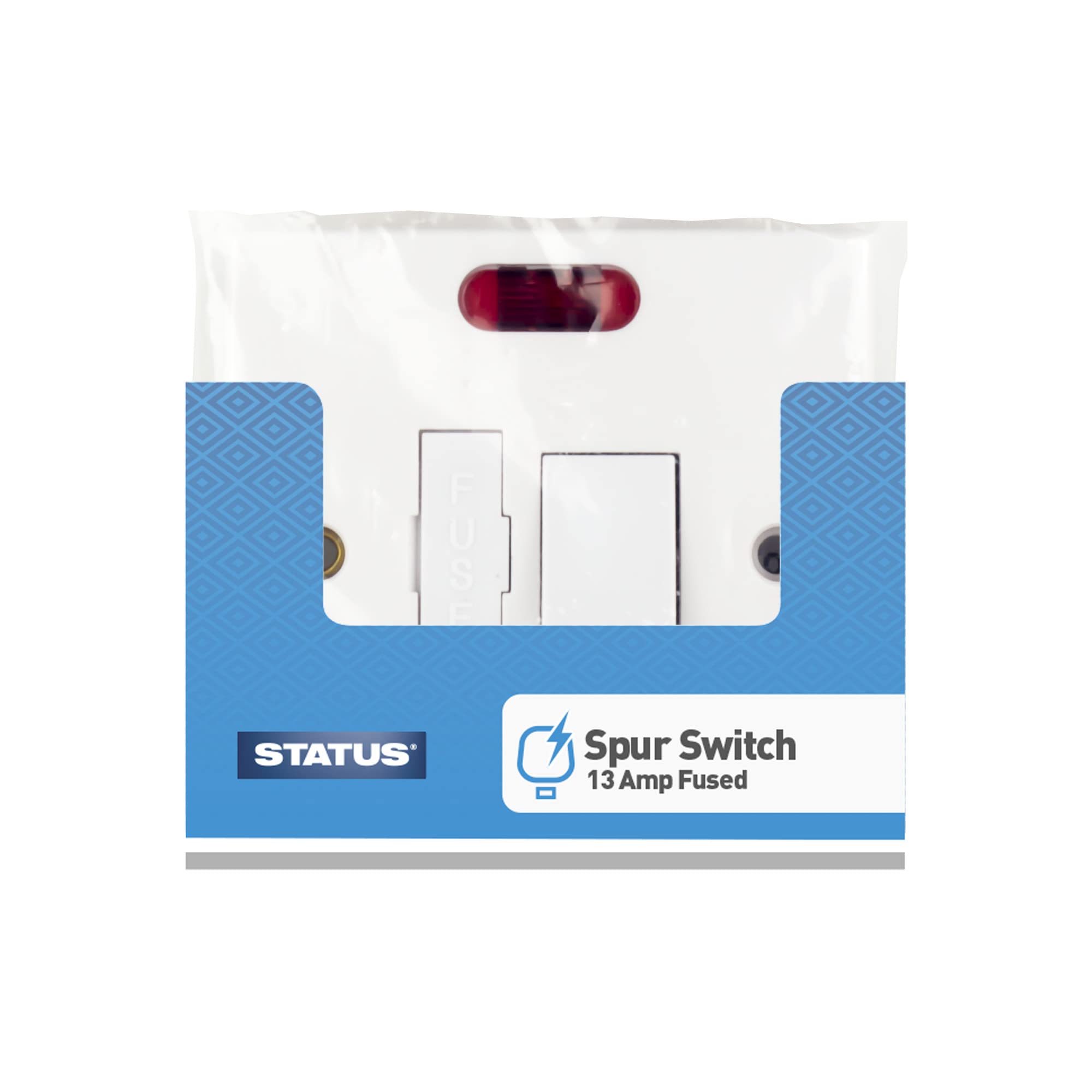 STATUS Fused Spur Switch | 13amp Fused Switch | Single White Plastic with Light Indicator | S13AFSSWNB8
