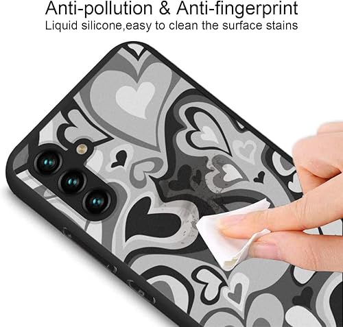 Miniatura 4 de Funda de teléfono para Samsung Galaxy A13 5G, bonita funda de amor irregular gris negro corazón Lovecore estético bonito patrón a prueba de golpes,