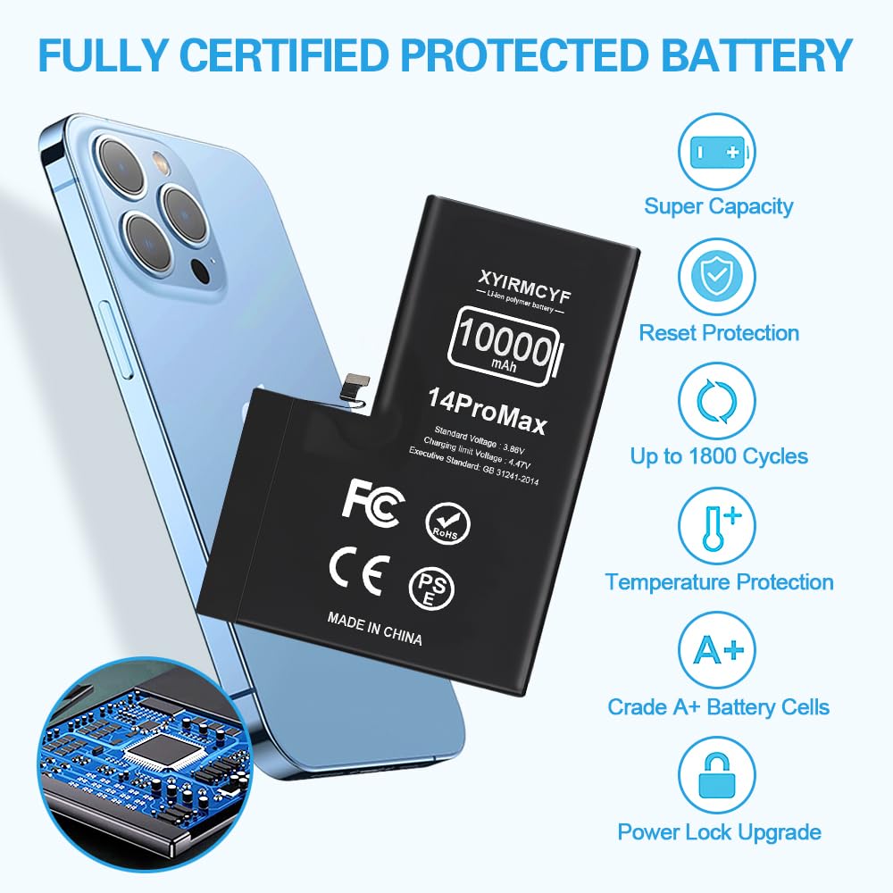 XYIRMCYF 10000mAh Super Capacity Battery Compatible with iPhone 14