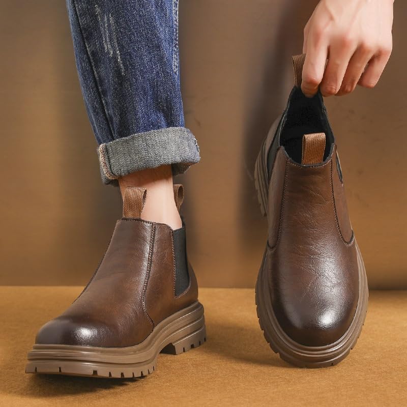 Men's Low Ankle Boots Classic Vintage Round Toe Rubber Sole Shoes Flat Heel Adhesive Construction Comfortable Breathable Shoes Non-Slip Stylish Shoes2