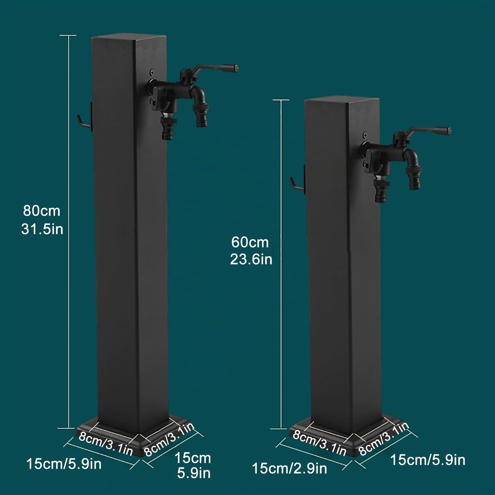Columna de Agua Vertical Independiente para Jardín, Grifo Anticongelante de Acero Inoxidable para Exteriores, Columna Dispensadora de Agua, Poste para Fuente de Agua con Soporte para Manguera(H:60cm/2