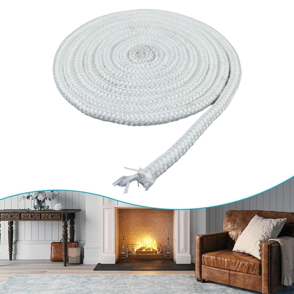 Corda resistente al calore, Corda sigillante in fibra di vetro bianca, apparecchi riscaldamento resistenti alle alte temperature, dimensioni multiple(20mm*2.5m)