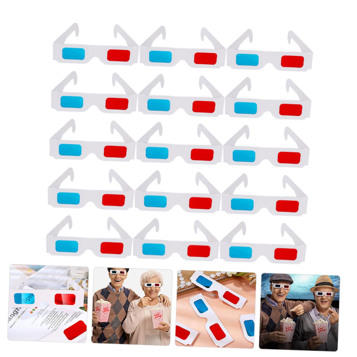 Generic 40pcs Red Paper Anaglyph 3D Glasses Universal for Movies Games Festivals