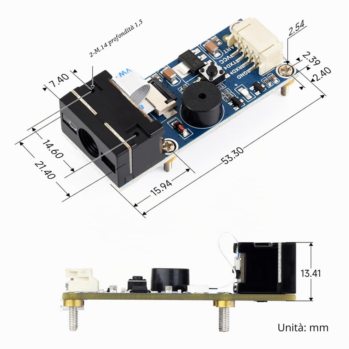 Waveshare Barcode Scanner Module 1D/2D Codes Reader Using The Intelligent Image Recognition Algorithm