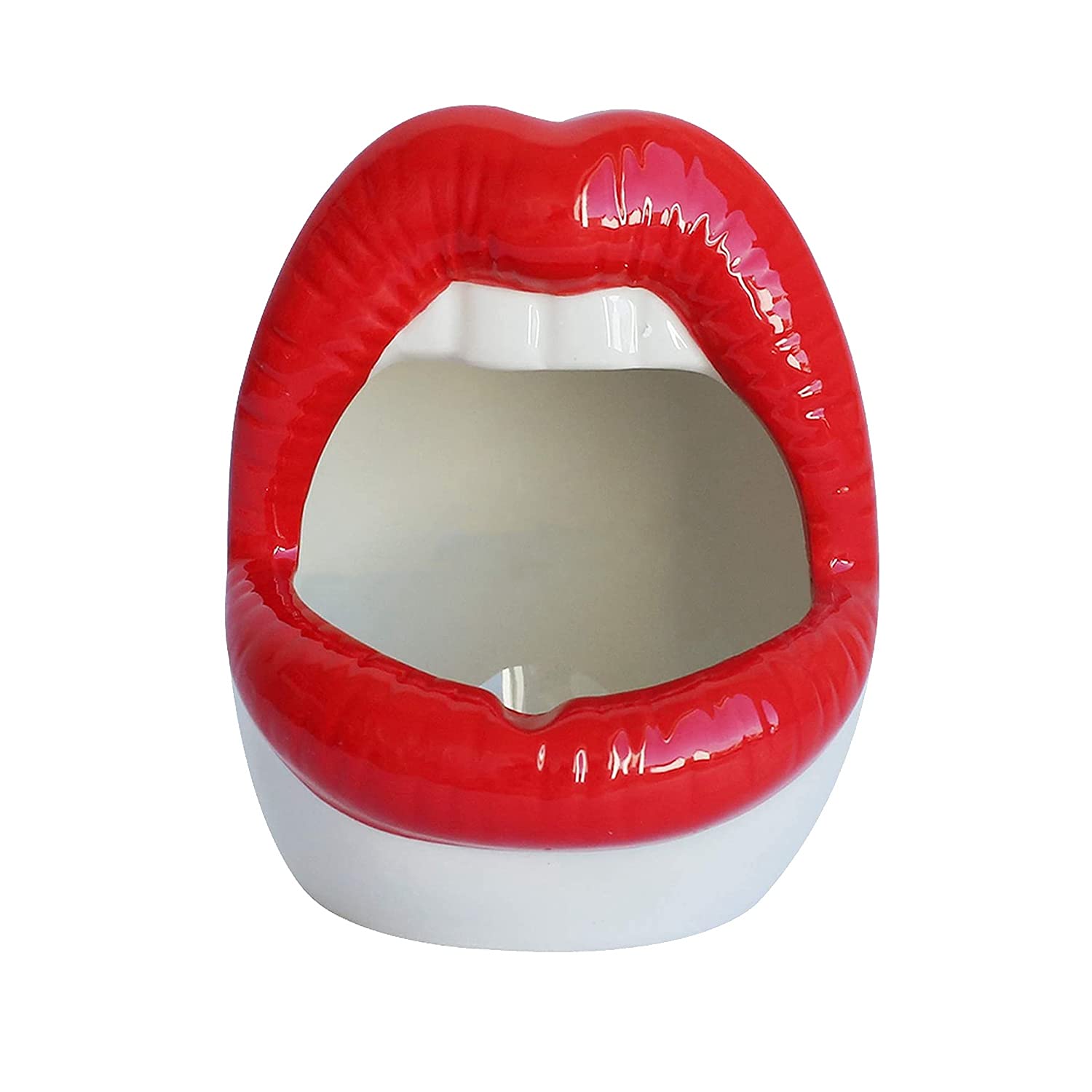 Wanshi Green,Red Succulent Cactus Pot,Ceramic Small Flower Plants Containers Sexy Big Lips Planter Office, Red