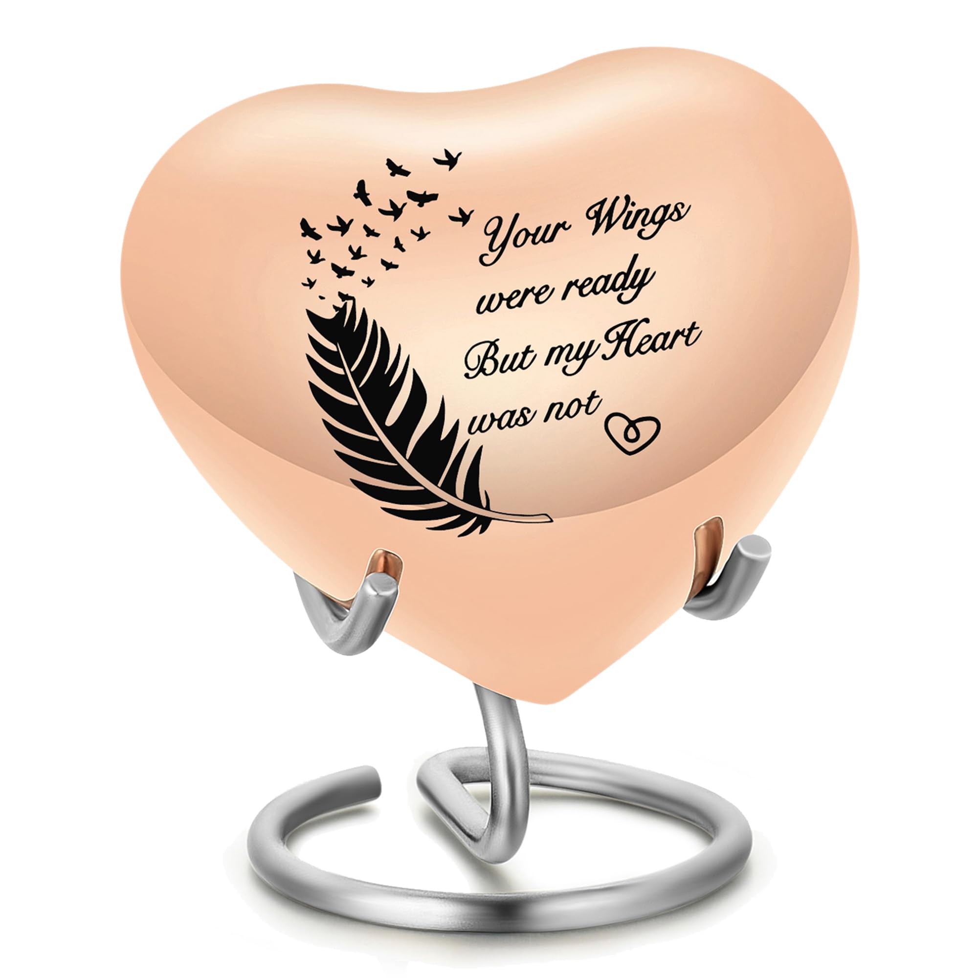 VCCWYQK Heart Urns for Human Ashes - Small Urns for Ashes for Male or Female or Pet Ashes - Heart Shaped Keepsake Urns with Stand - Holds Small Portion of Remains