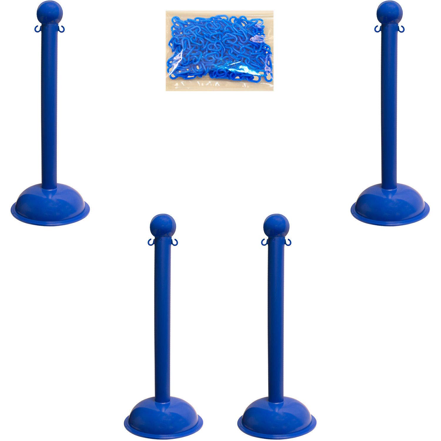 Plastic Stanchion Kit by Mr. Chain – 17"L x 17"W x 41"H, Hdpe With Uv Inhibitors, Blue, Model 71306-4