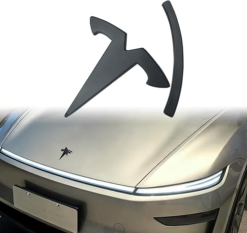 YHCDSEA Para Model 3 HighlandModel Y Juniper Front Trunk Emblema Cubierta Adhesiva, Accesorios Adhesivos Accesorios (Matt Black-Front Logo Cover)