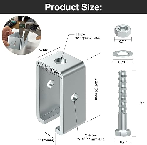 Miniatura 2 de Paquete de 4 soportes de soporte para pista de carrito de canal para todos los canales de puntal de 1-58 pulgadas, soporte de soporte de acero