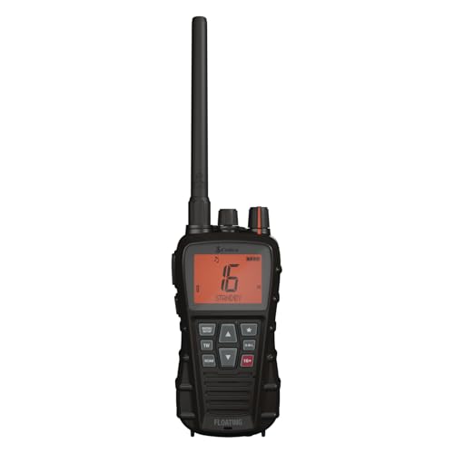 Cobra BlueBound 350 - Radio VHF marina portatile galleggiante da 6 Watt, galleggiante n' Flash, impermeabile IPX7, sommergibile, display LCD giorno/notte, scansione di memoria, Tri-Watch, nero