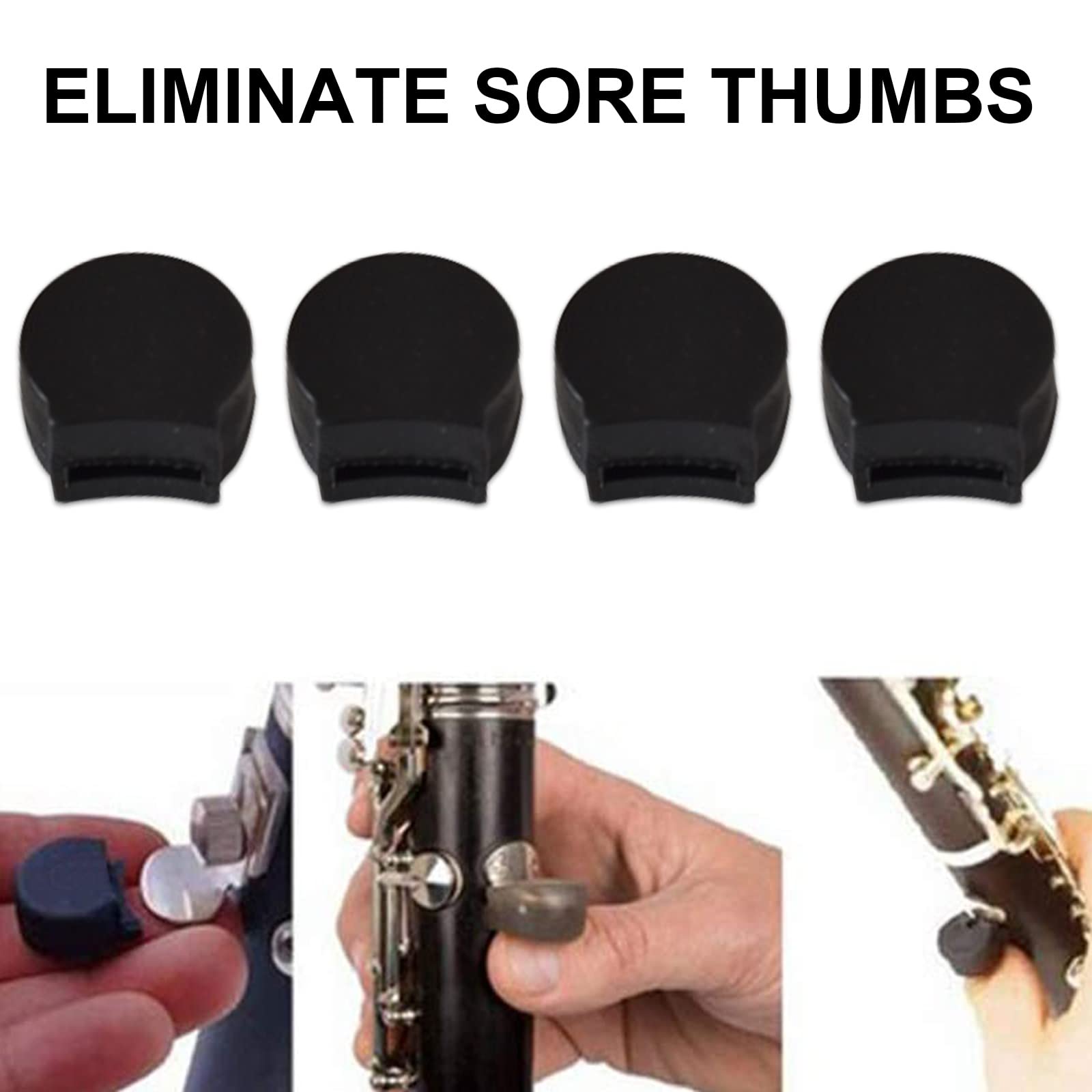 Poggiadito In Gomma Per Clarinetto - 4 Pezzi Neri, Comfort E Protezione Per Il Pollice - Foto 11