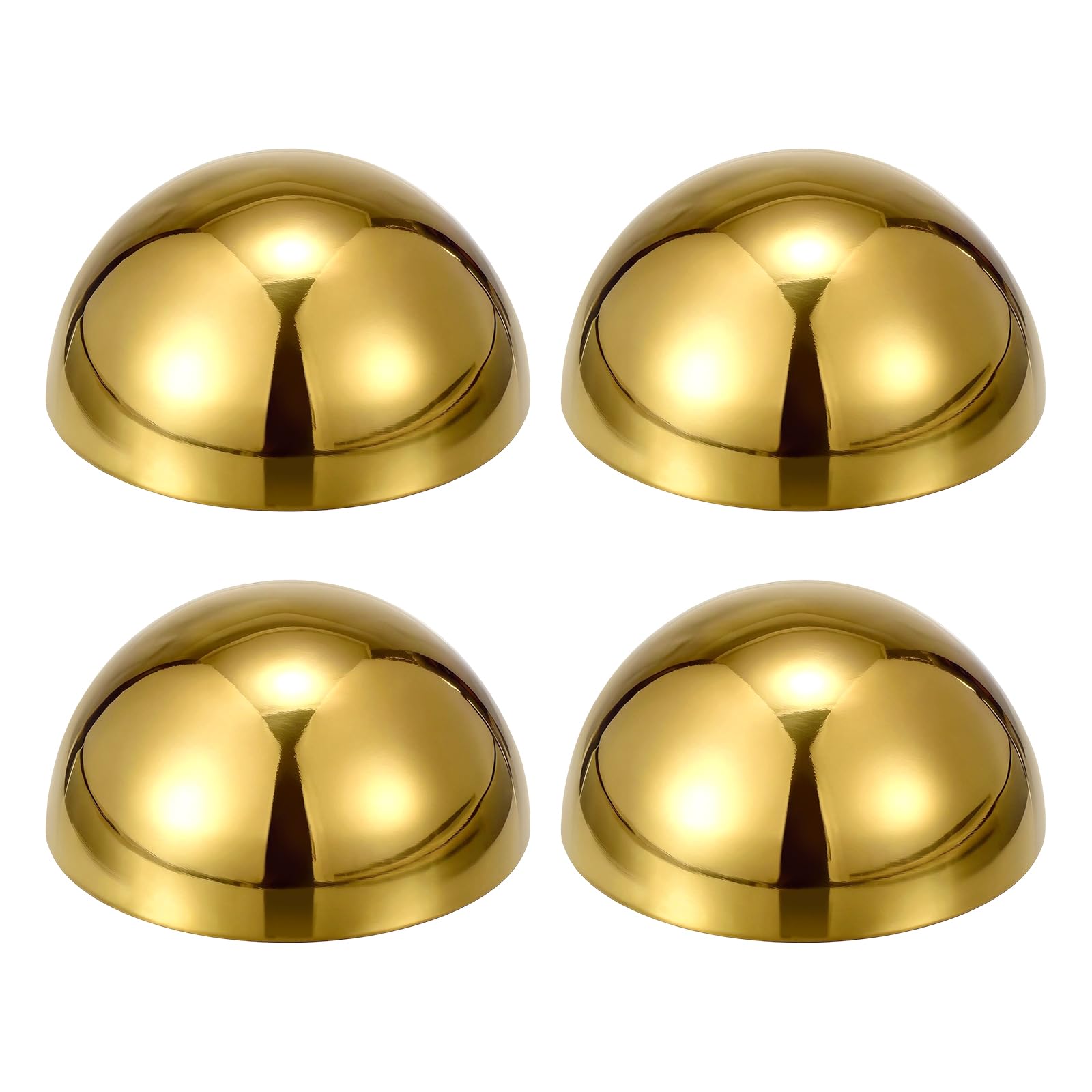 sourcing map 4pcs Stainless Steel Gazing Sphere, 2.5Inch 63mm Hollow Mirror Polished Hemisphere Wall Decor Semi Ball Reflective Outdoor Ornament for Garden Gate Stair Handrails, Golden