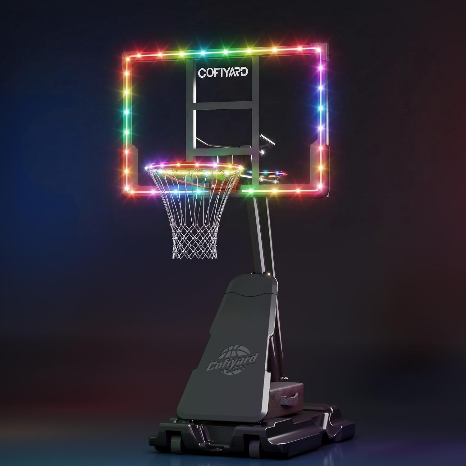 Cofiyard Basketball Hoop Outdoor with 44&amp;48&amp;54 Inch Shatterproof Backboard,10FT Height Portable Basketball Hoop with Sandbag, Adjustable Basketball Goal with Wheels