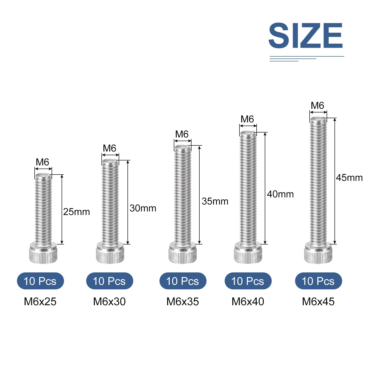 VGBUY M6-1.0 X 55 Mm 30Pcs Flat Head Hex Socket Cap Screws Bolts,304 Stainless Steel 18-8,Full Thread,Hex Spanner Included(VG30113