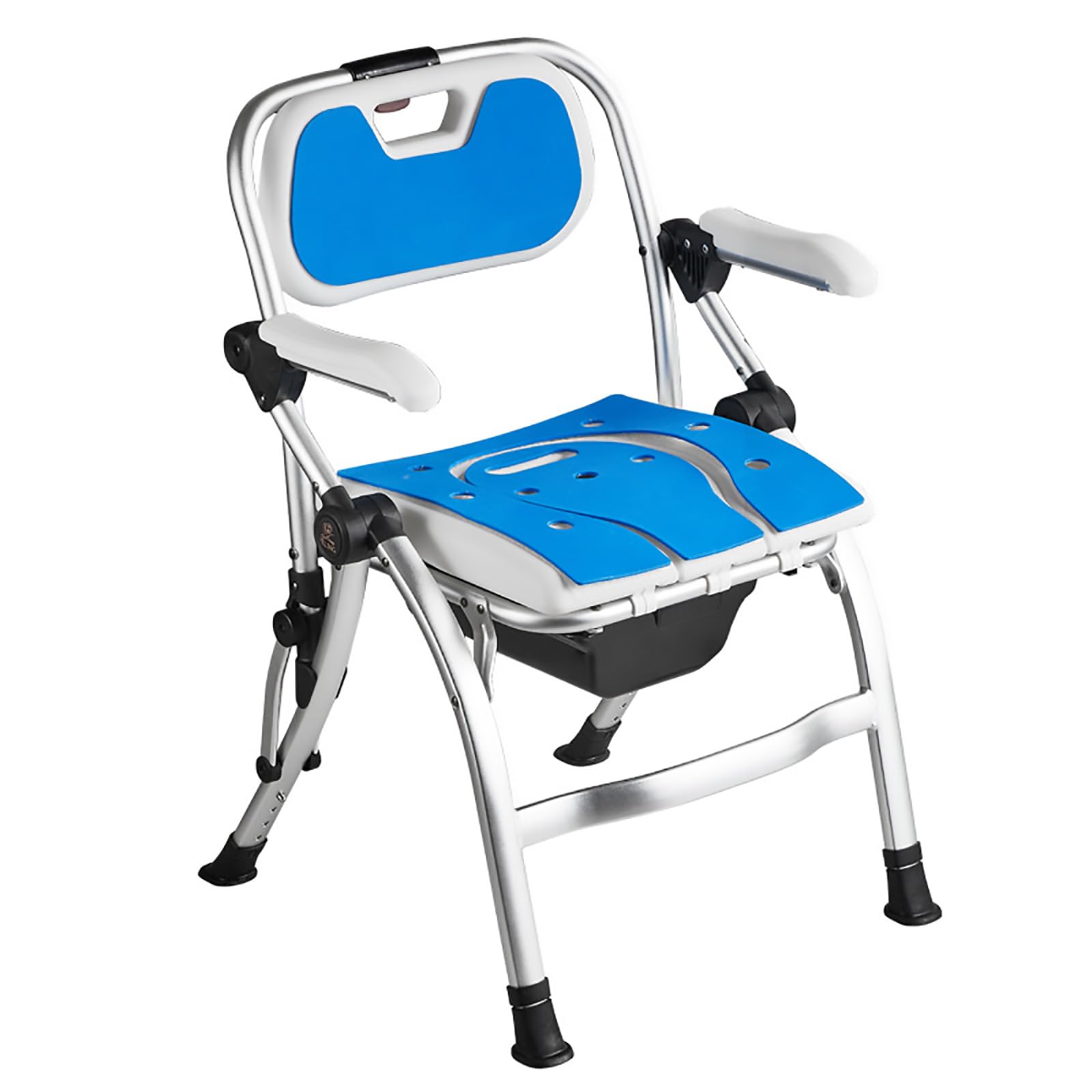 BHGFYXBS Bedside Commode Chair For Toilet, With Arms And Backrest, 4 Adjustable Raised Toilet Seat, And Non-Slip Toilet Padded Seat For Seniors, Disabled,