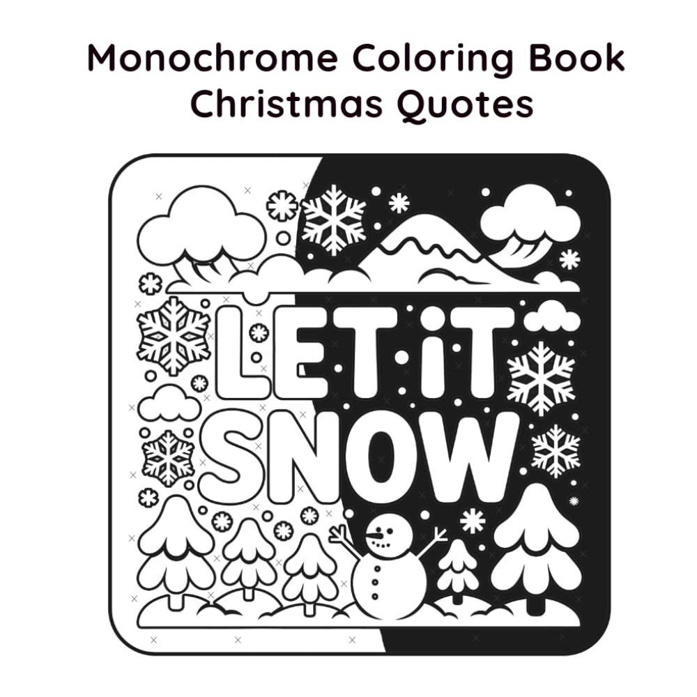 Monochrome Coloring Book - Christmas Quotes