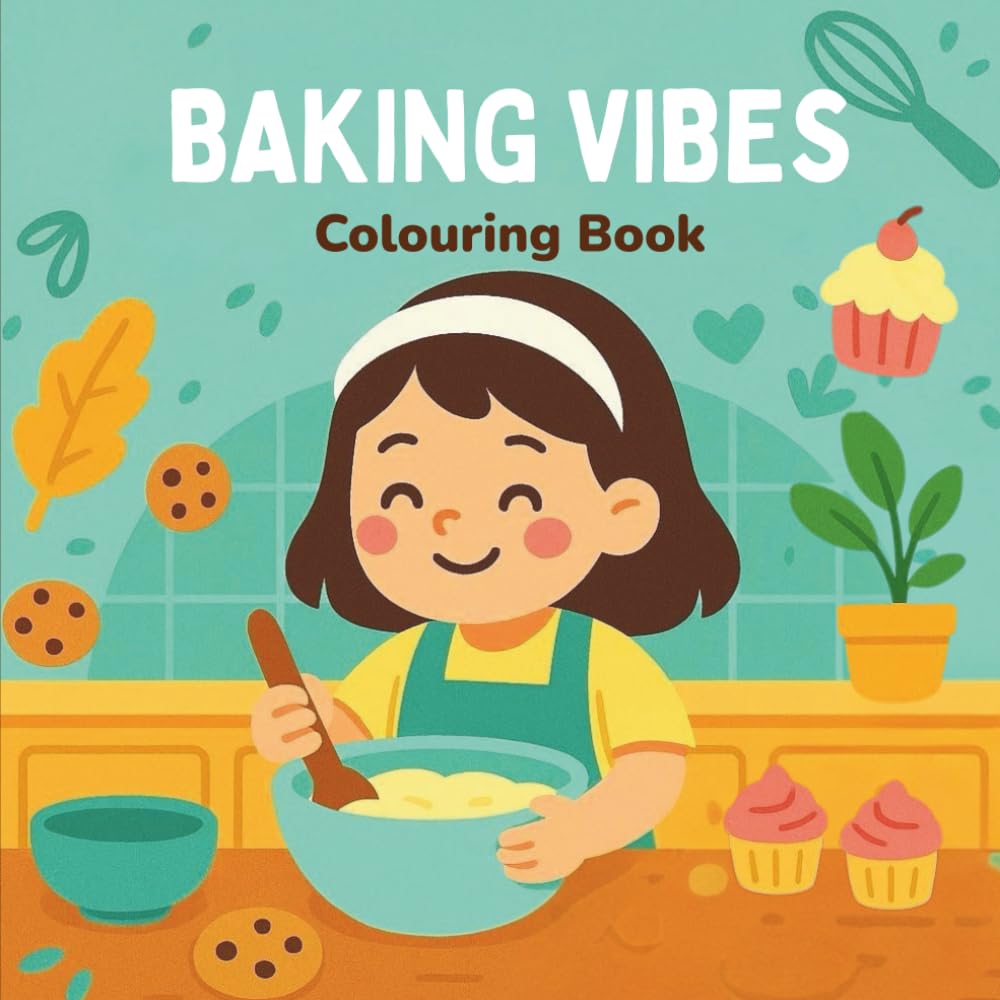 Baking Vibes: A Sweet and Wholesome 8.25 x 8.25 Inch Colouring Book Featuring Cookies, Cupcakes, Cakes, Chefs, Baking Tools, and Cozy Kitchen Scenes for Kids, Teens, and Adults