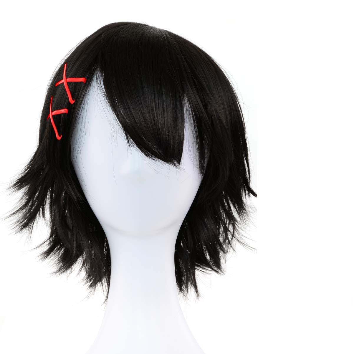 Black Wig Hairgrips Tattoo for Tokyo Ghoul Re Juuzou Suzuya Juzo Rei