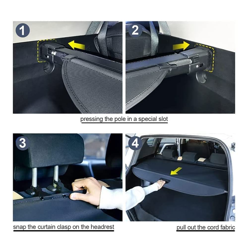 Cubierta de Carga Retráctil Cubierta Privacidad Cargo Protectora Cubierta Retráctil Cubierta de Maletero de Coche para Audi Q7 2007-2015