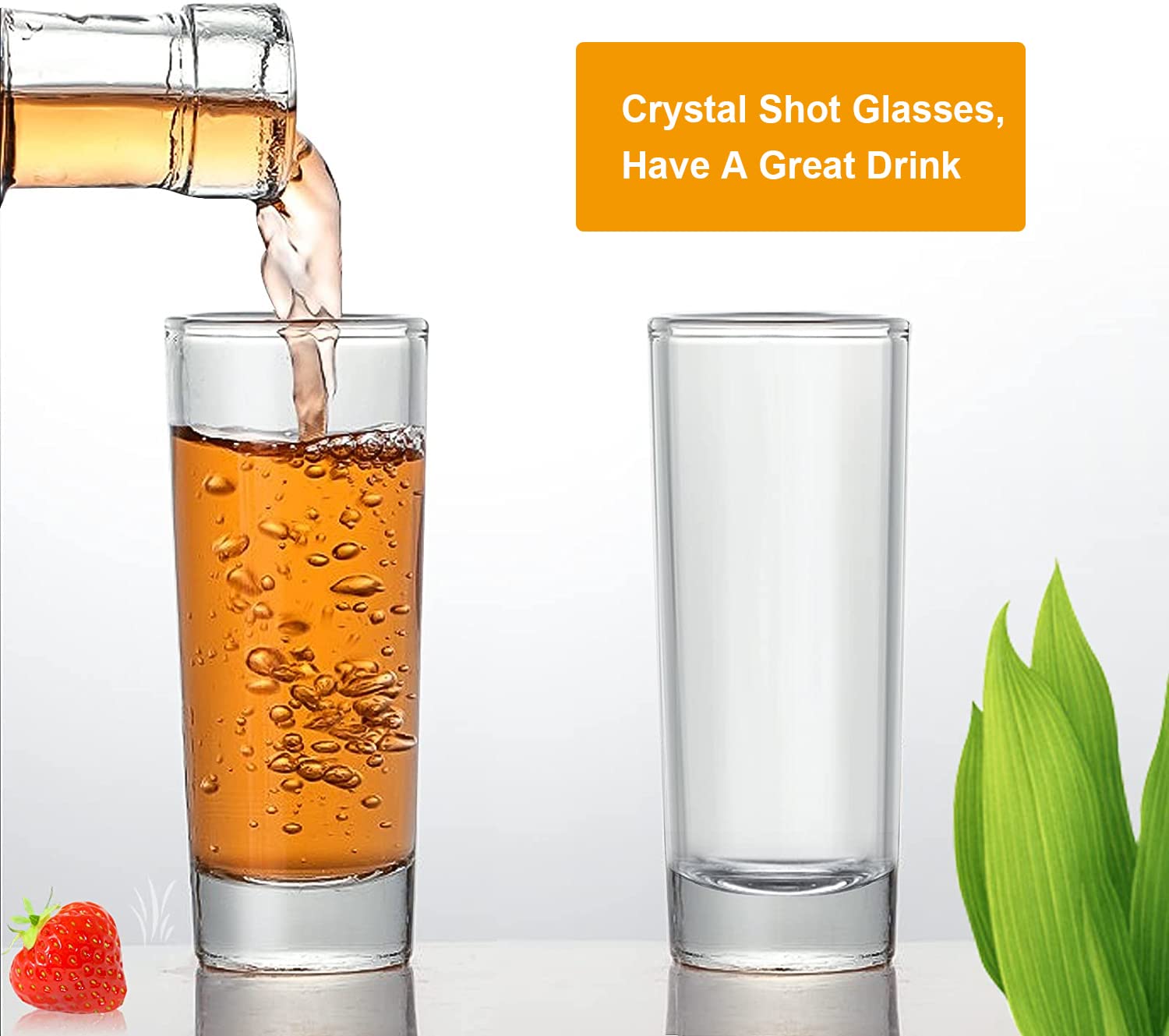 Juego de 24 vasos de chupito, 2 onzas/60 ml, transparentes y altos con base pesada, vasos redondos de roca, reutilizables a granel para degustar licores de vodka, cócteles, fiesta, cristalería