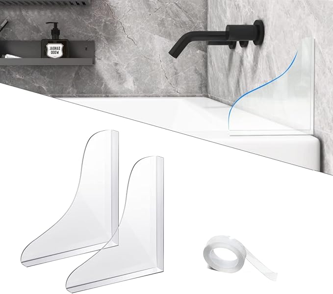 TIPIPARK 2 Pieces Shower Splash Guard Shower Corner Water