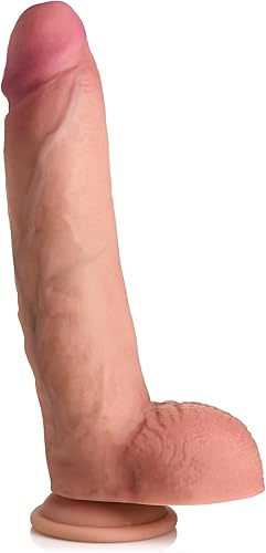 CURVE TOYS Jock - Consolador de silicona de doble densidad de 10 pulgadas con bolas para hombres, mujeres y parejas. Consolador de silicona de alta