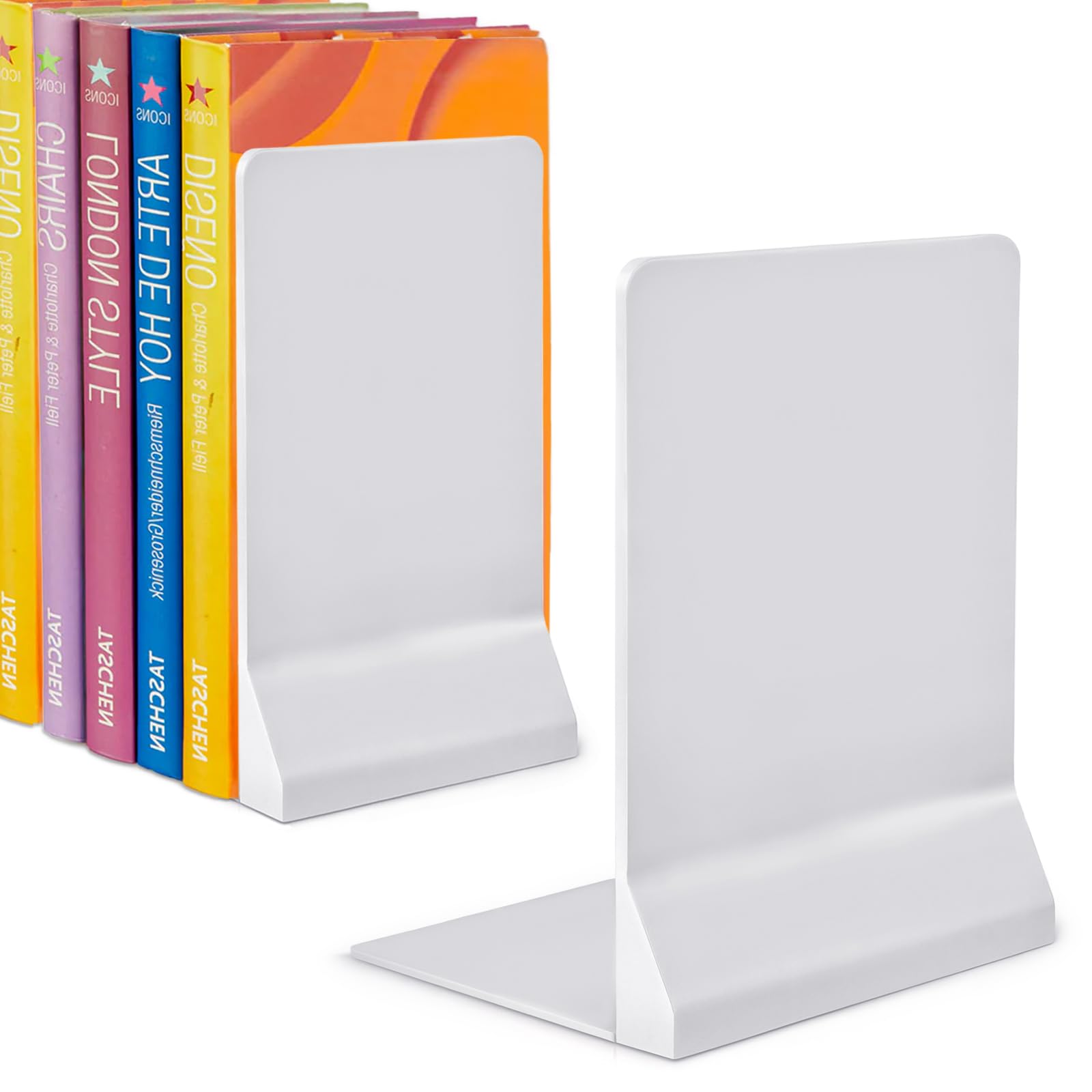 DIFIT Sujetalibros Sujeta Libros Estanteria Sujetalibros Originales Sujetalibros Originales Soporte Libros Estanteria Soporte Libros Estanteria Sujeta Libro para La Biblioteca De Casa(1 Par, Blanco)