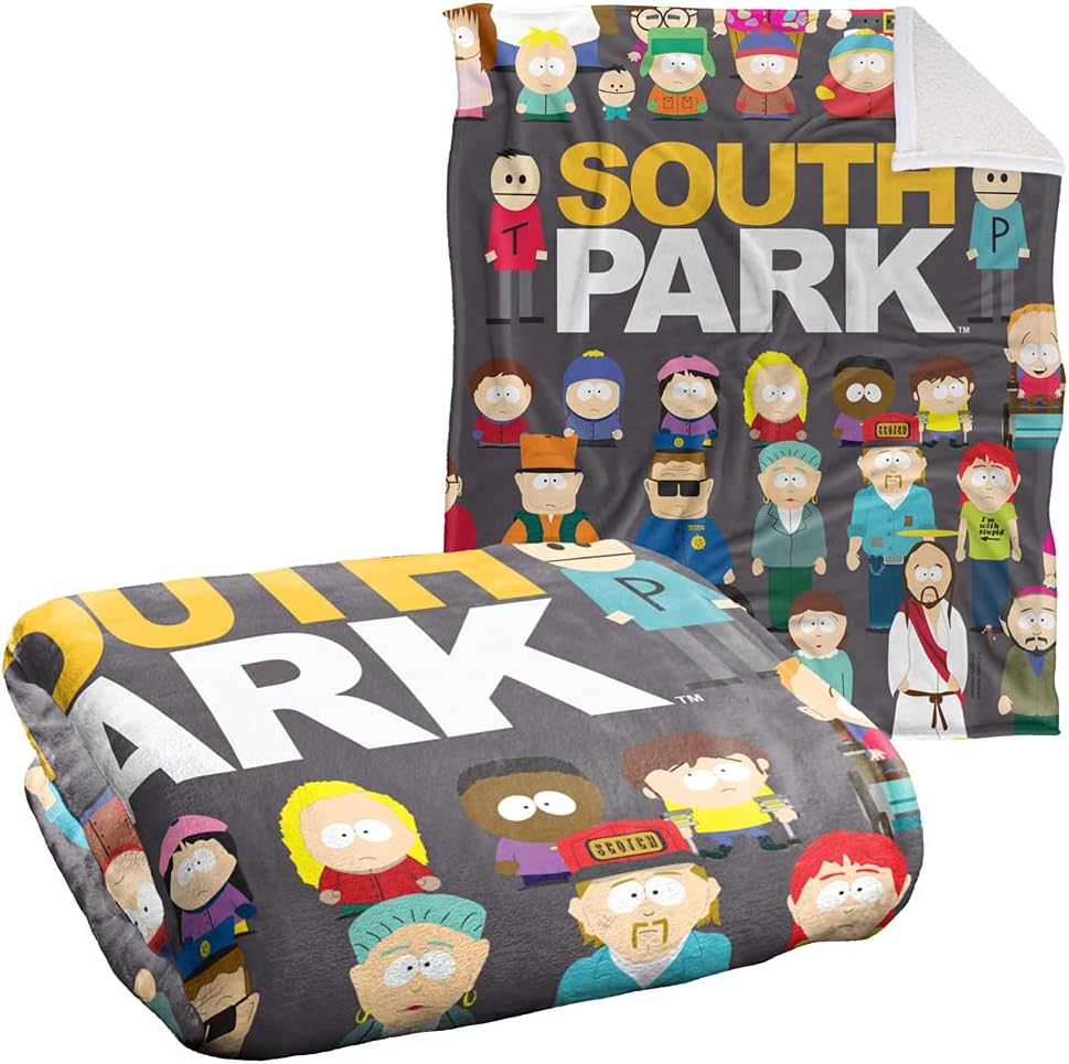 LOGOVISION South Park Blanket, 50Inx60In, Full Cast Silky Touch Sherpa