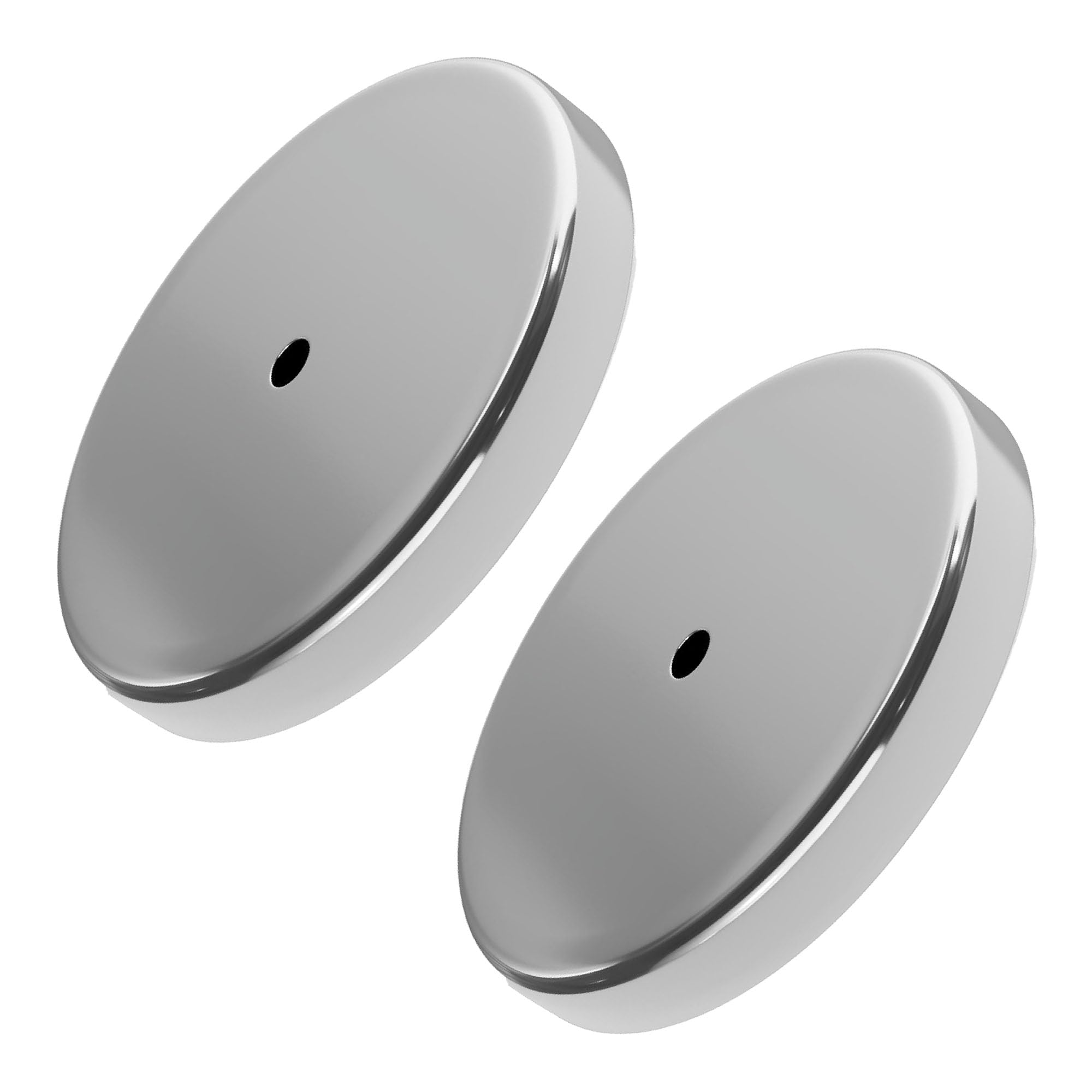Ceramic Round Base Magnet Pack - Heavy-Duty Strong Magnets - 200 lb Pull Each - for Indoor and Outdoor Use - Chrome-Plated - 4.90" Diameter - 0.50" Hole - 0.50" Thick - 2-Pack