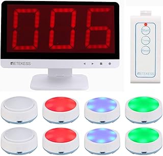Retekess TM101 Quiz Answer Game Buzzer System,Family Feud Buzzer, Add Up to 32 Buttons,262ft, 8 Jeopardy Buzzers for Classroom School Competition