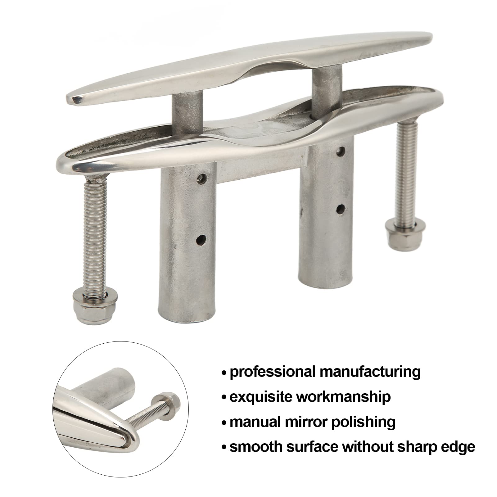 Tomantery Boat Cleat, Heavy Duty High Hardness 316 Stainless Steel Heavy Duty Pull Up Cleat High Precision 6 Inch for Yacht