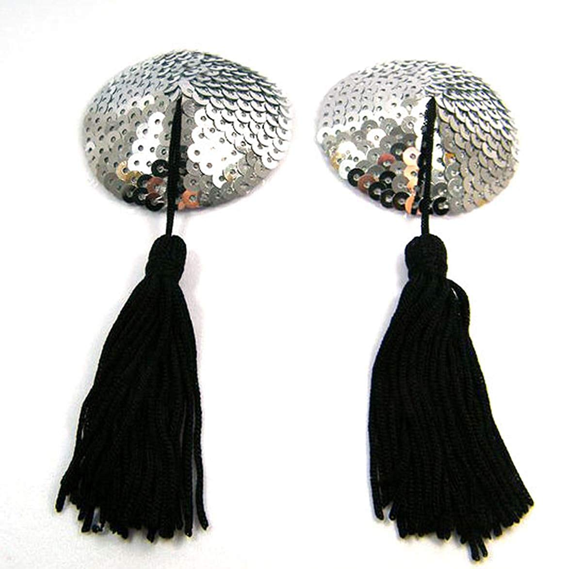 Women's Clothing Accessories-Enhancer Reusable Silver Round Shape Honeymoon Special Nipple Sticker Pasties Bra Cover Pad Breast Tassle - 1 Pair-image-28