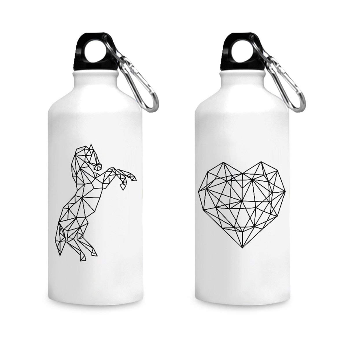 MOTIVATE BOX India Set of 2 printed aluminium sippers with Black & white geometrical heart design|750 ml white sipper bottles-image-47