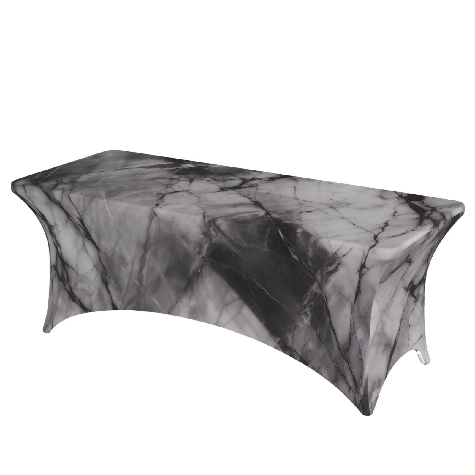 Nappe élasthanne universelle de banquet marbre noir 1,8 m pour mariage chic
