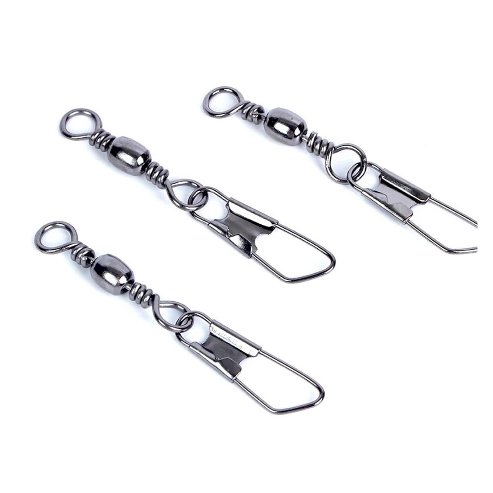 Lot de 50 connecteurs pivotants pour pêche - Accessoires de pêche - Connecteur à clipser - Roulement à goupille - Hameçon pivotant - Leurre Pesca