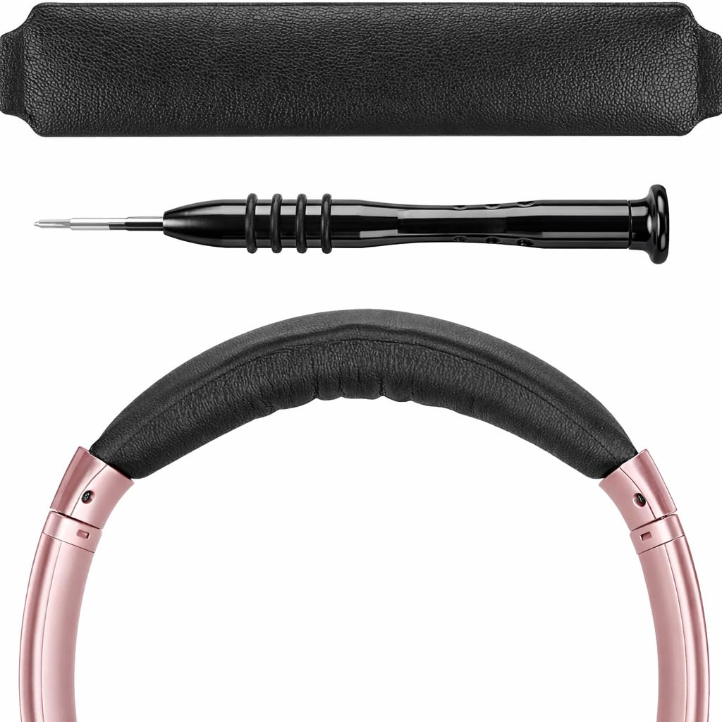 Mizi Protein Leather Headband Pad Replacement for Bose QuietComfort QC45 / QC35 / QC25 – Snap-On Headphone Headband Cushion Repair Part with High-Density Foam, Black