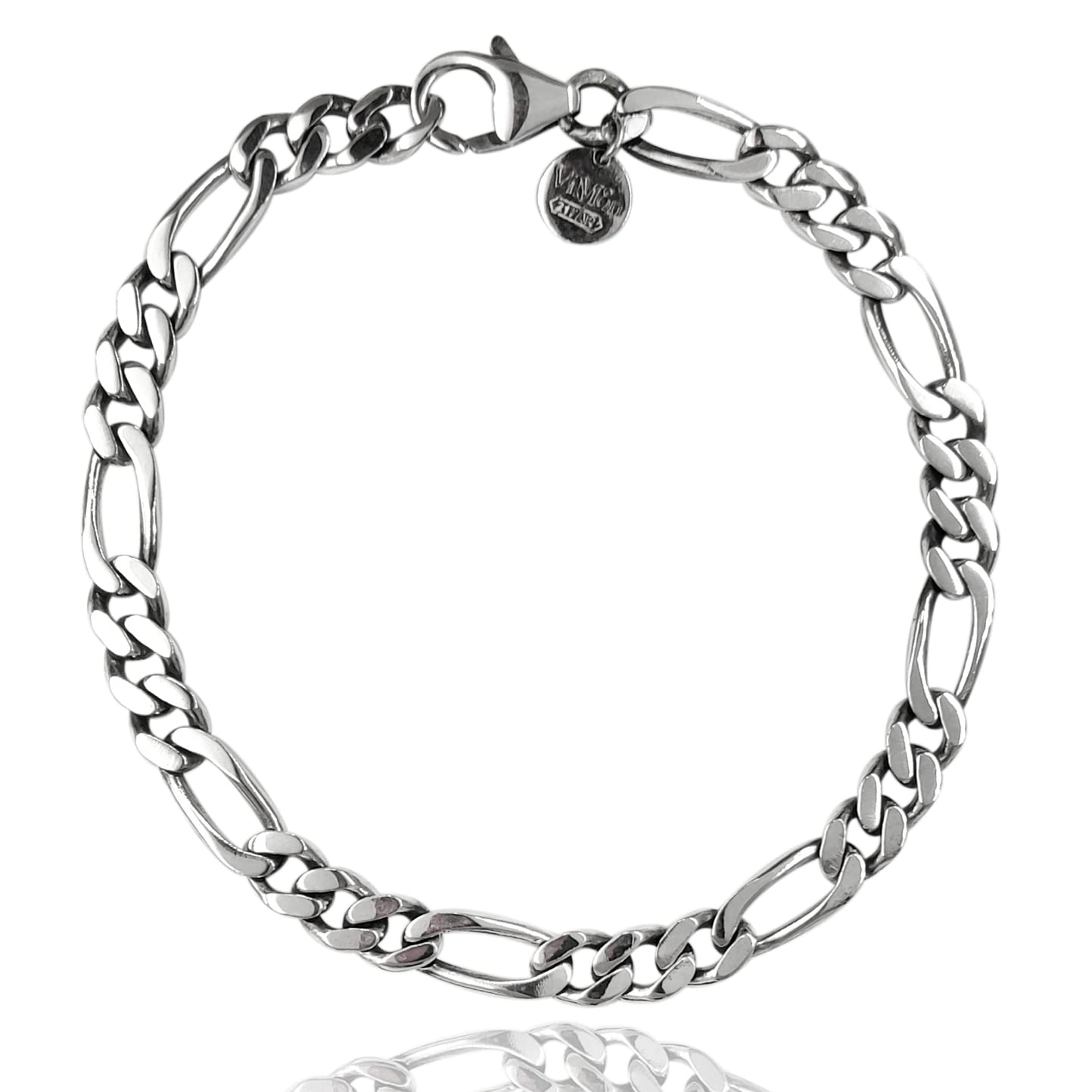 Pulsera Clásica de Plata 925 con Cadena Cubana para Hombre/Niño - ancho 5 mm - largo 18 19 20 21 22 cm. Made in Italy joya artesanal