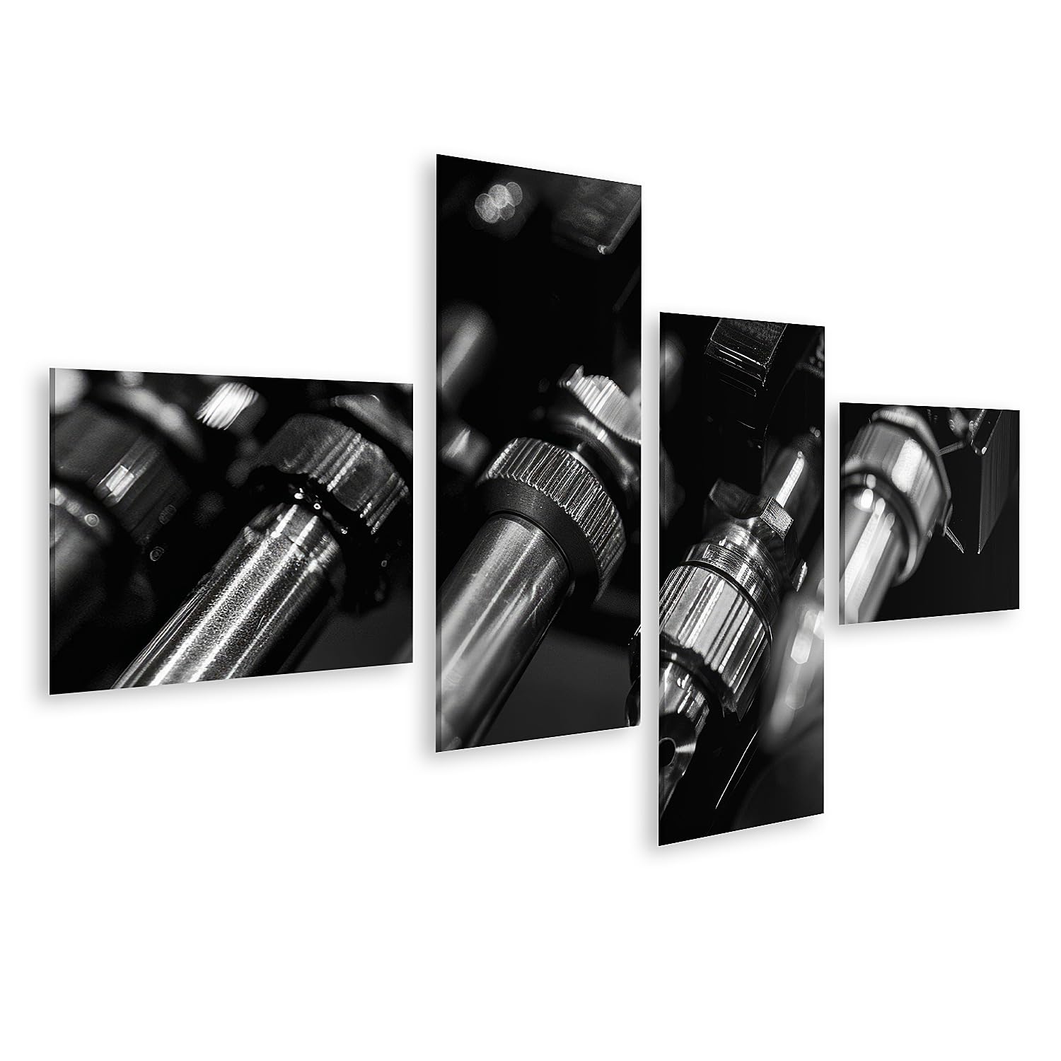 islandburner Prime Immagine su tela Primo piano di connettori per microfono nero e argento per sala musicale, amanti della musica, negozio di musica, immagini murali poster