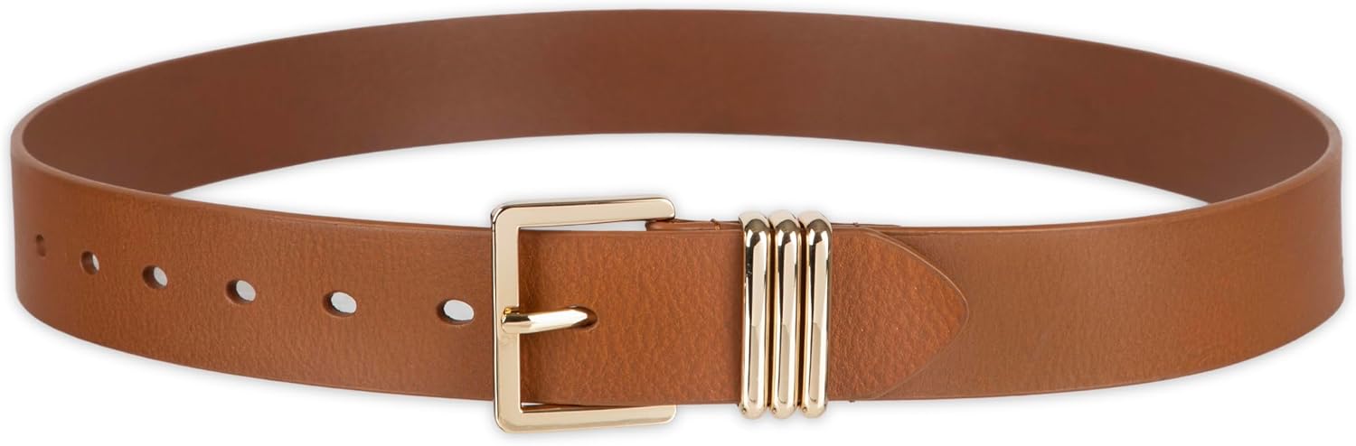 Tommy Hilfiger Women's Casual Genuine Leather Triple Metal Loop Belt for Jeans, Trousers and Dresses
