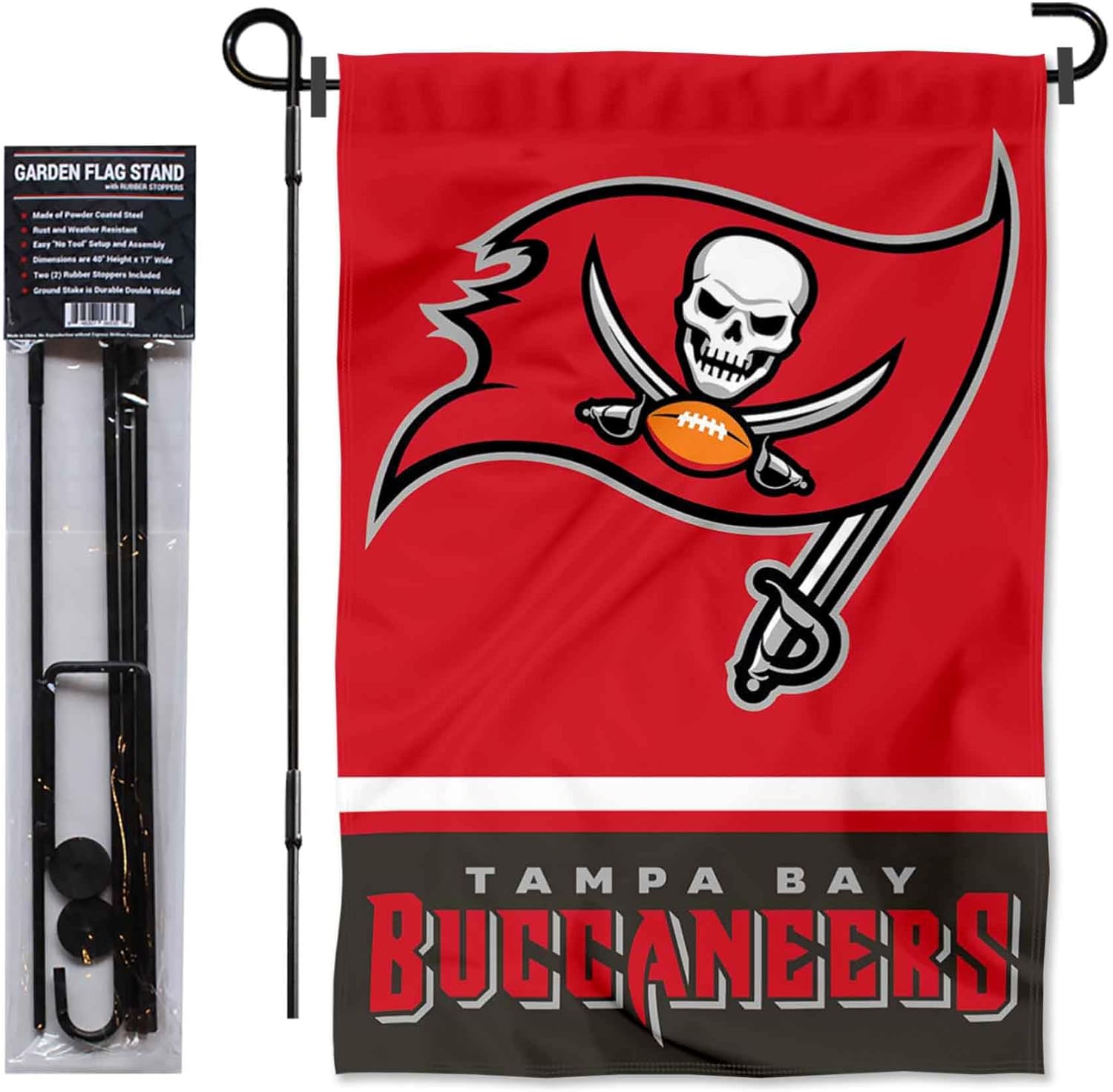 Tampa Bay Buccaneers Garden Flag with Stand Holder - Image 2