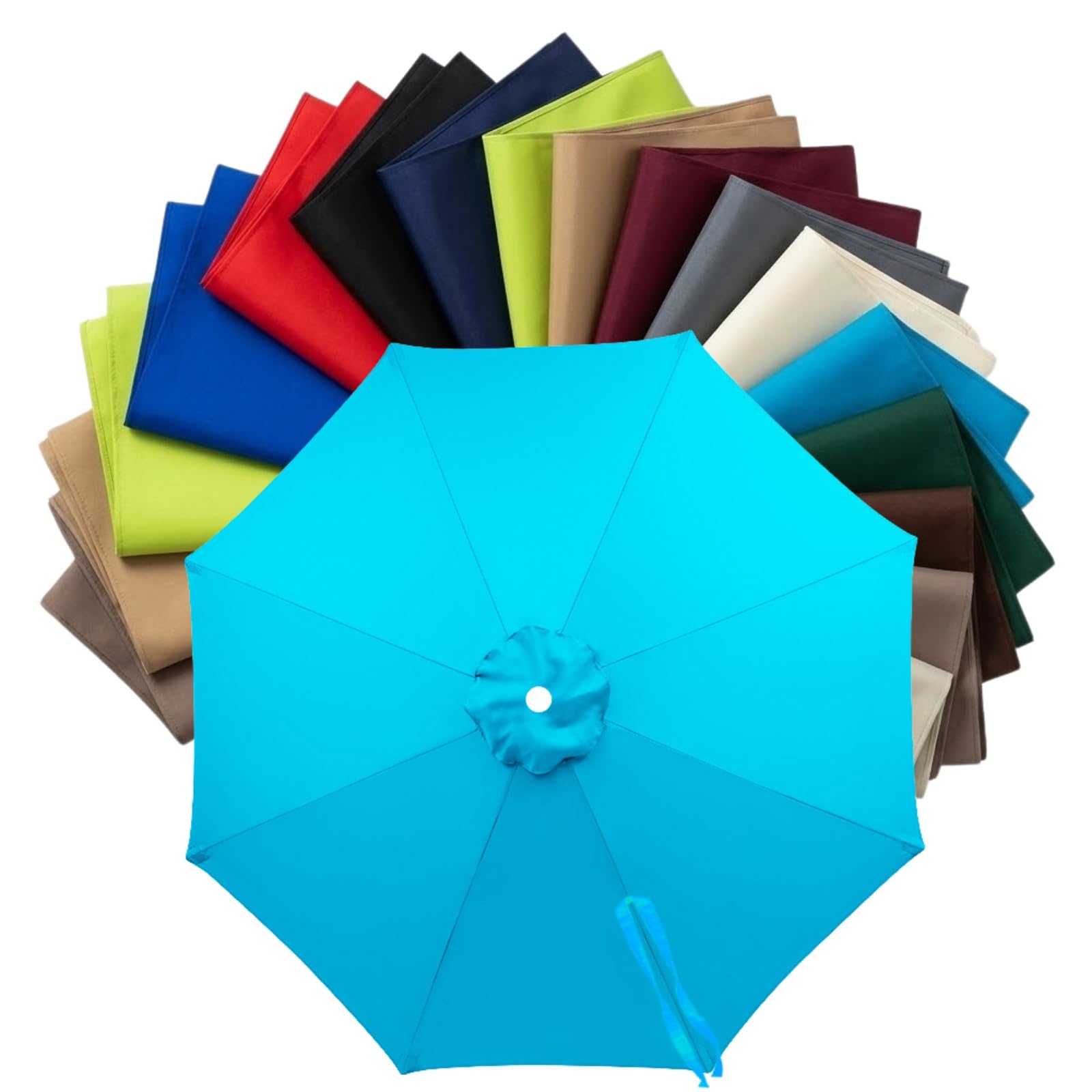 Replacement Parasol Canopy 2m to 4m, Waterproof Polyester Patio Umbrella Replacement Cloth for 6/8 Arms, Sunshade Garden Parasol Fabric Cover, UV Protection(Lake Blue,2.7m (8.8FT) - 6 Ribs) โ image 1