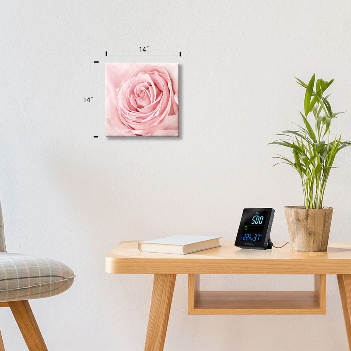 Pink Bathroom Decor - Pink Rose Close Up Canvas Wall Art Blush Pink ...