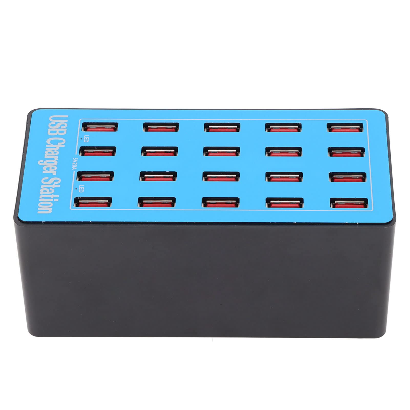Stazione di Caricabatterie USB, 5V 20A 100W 20 Porte USB Hub di Ricarica Stazione con Ventola di Raffreddamento a 50 Gradi per Tablet di Telefono, Caricatore Veloce (Spina europea)