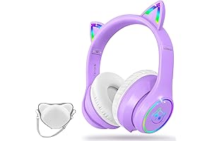 LOBKIN Kitten Headphones with Foldable Light Up Cat Ears