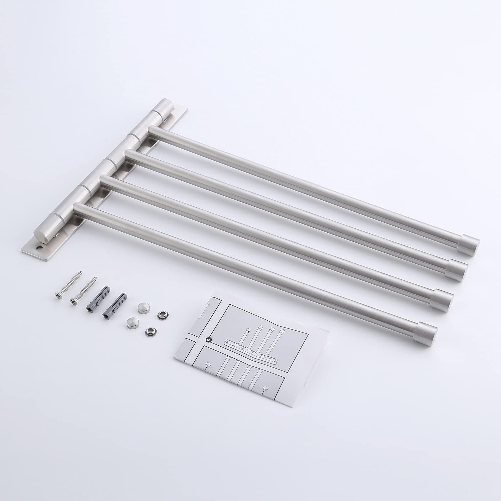 KES Porte-Serviettes Pivotant à 4 Bras pour Salle de Bain, Porte Serviettes Mural Acier Inoxydable SUS304 Porte Serviette Brossé, A2102S4-2